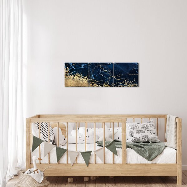 Kép - Sötétkék márvány (órával) (90x30 cm)