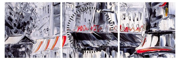 Kép - utca Párizsban, olajfestmény (órával) (90x30 cm)