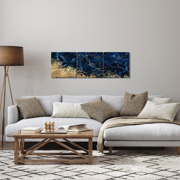 Kép - Sötétkék márvány (órával) (90x30 cm)
