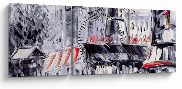 Kép - utca Párizsban, olajfestmény (órával) (90x30 cm)