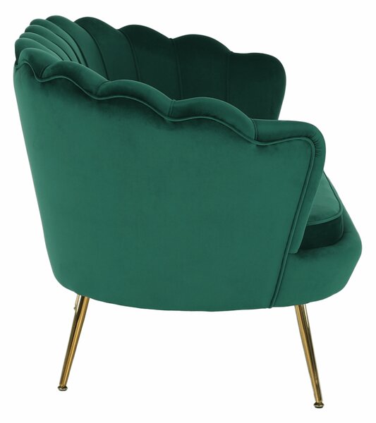 KONDELA Pad Art-deco stílusban, smaragd Velvet anyag/gold króm-arany, NOBLIN