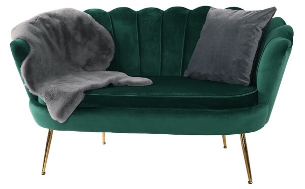 KONDELA Pad Art-deco stílusban, smaragd Velvet anyag/gold króm-arany, NOBLIN