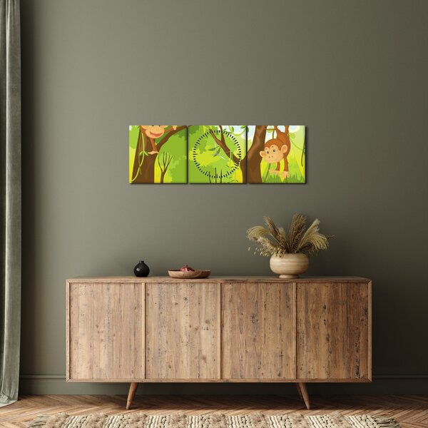 Kép - majmok (órával) (90x30 cm)