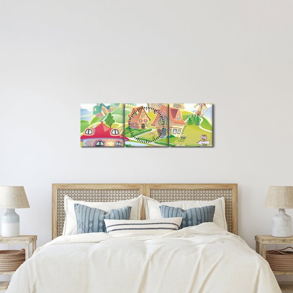 Kép - színes város (órával) (90x30 cm)