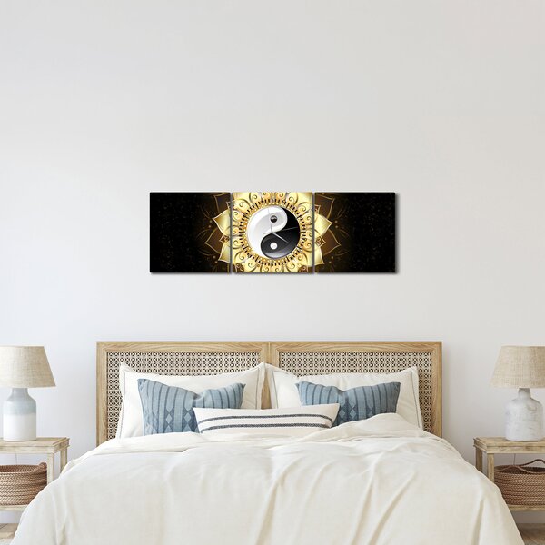 Kép - arany yin-yang (órával) (90x30 cm)
