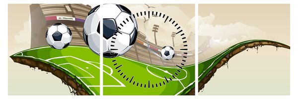 Kép - futballpálya (órával) (90x30 cm)