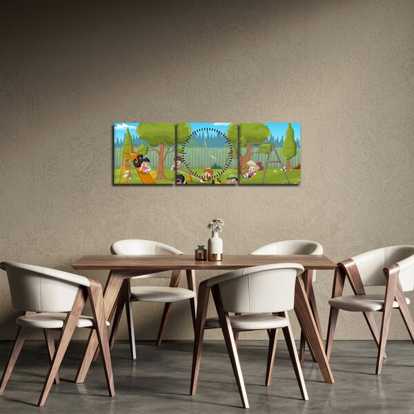 Kép - gyerekek a játszótéren (órával) (90x30 cm)