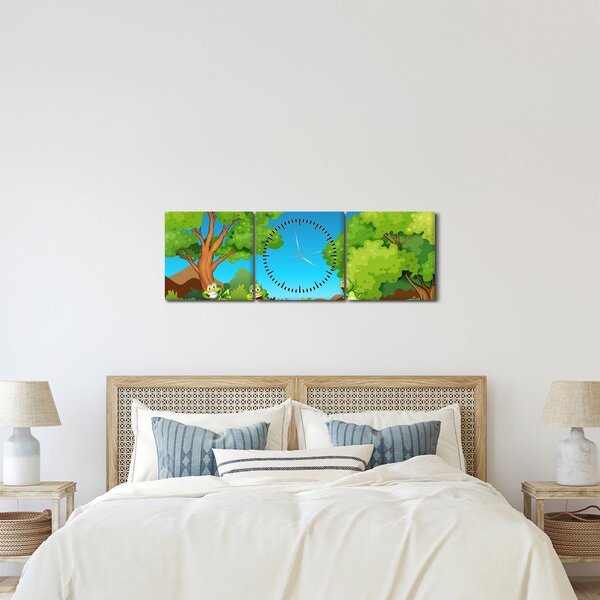 Kép - Boldog békák (órával) (90x30 cm)