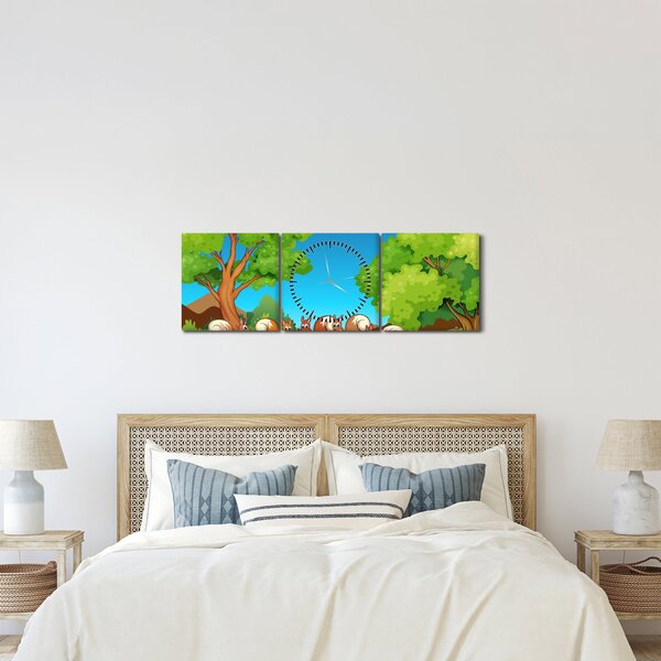 Kép - boldog mókusok (órával) (90x30 cm)