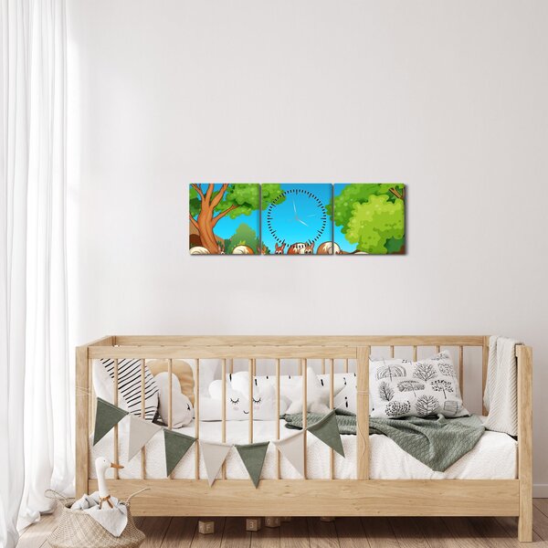 Kép - boldog mókusok (órával) (90x30 cm)