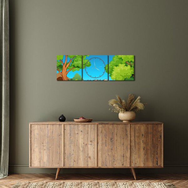 Kép - boldog mókusok (órával) (90x30 cm)