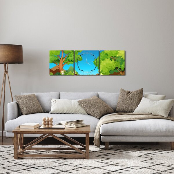 Kép - Boldog békák (órával) (90x30 cm)