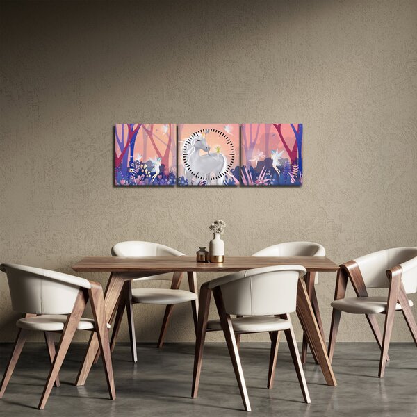 Kép - egyszarvú alatt egy varázslatos erdőben (órával) (90x30 cm)