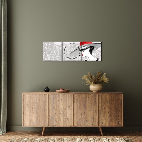 Kép - hölgy a városban (órával) (90x30 cm)