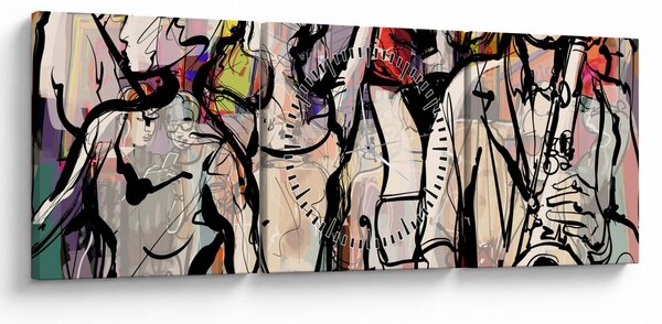 Kép - Jazz éjszaka (órával) (90x30 cm)