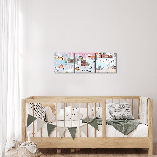 Kép - varázslatos tél (órával) (90x30 cm)
