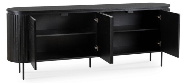 Komód 200 cm, négyajtós kivitelben, fekete színben BECK