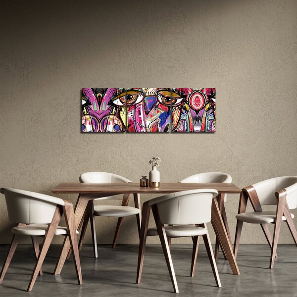 Kép - utca, művészet - bagoly (órával) (90x30 cm)