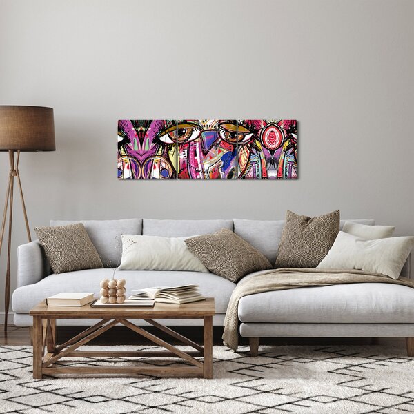 Kép - utca, művészet - bagoly (órával) (90x30 cm)