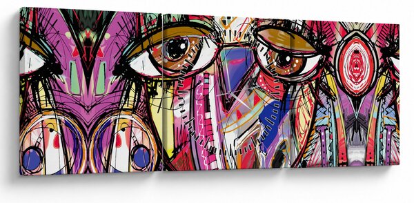 Kép - utca, művészet - bagoly (órával) (90x30 cm)