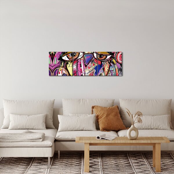 Kép - utca, művészet - bagoly (órával) (90x30 cm)