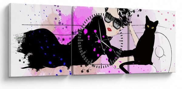 Kép - Nő egy fekete macskával (órával) (90x30 cm)