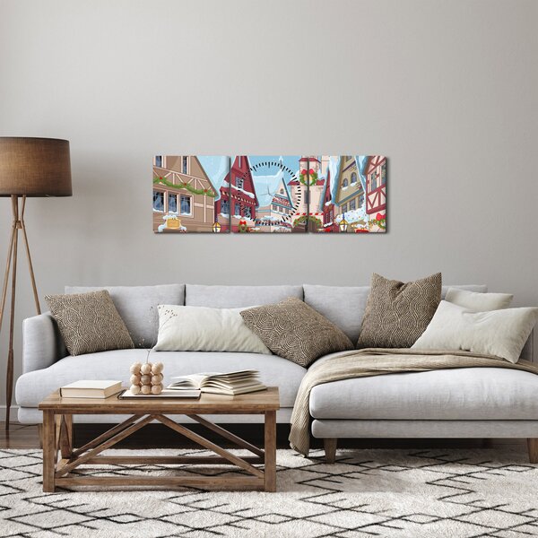 Kép - téli sikátor (órával) (90x30 cm)