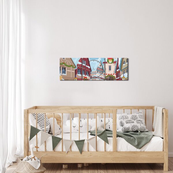 Kép - téli sikátor (órával) (90x30 cm)