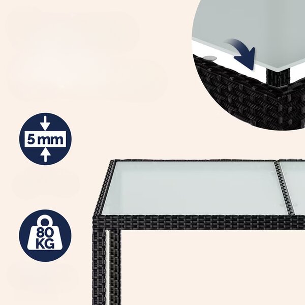 Casaria® Berlin 1+6 kerti polyrattan bútor szett - fekete