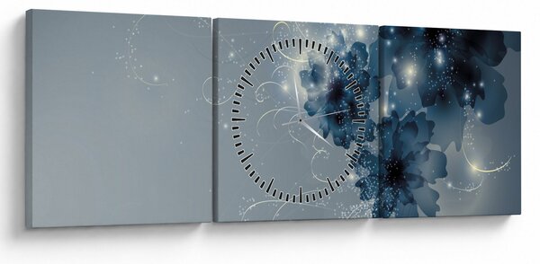 Kép - Gyengéd virágok (órával) (90x30 cm)