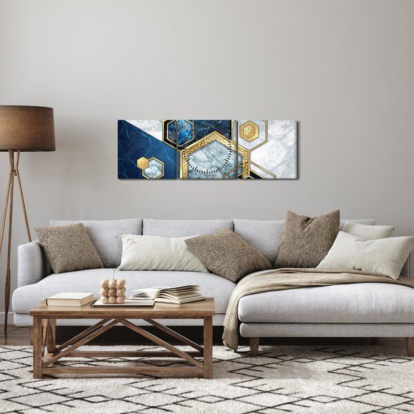 Kép - Márvány hatszögek (órával) (90x30 cm)