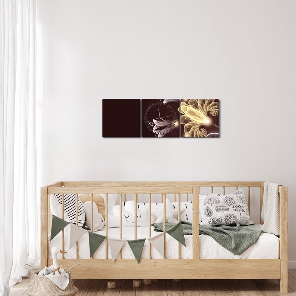 Kép - fényes virágok (órával) (90x30 cm)