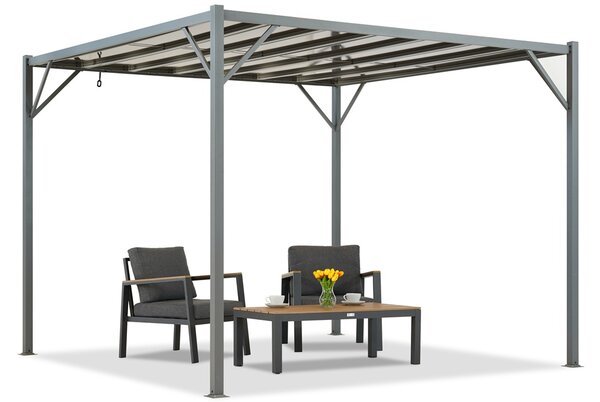 Antracit terasz pergola Paros 3x3m Garden Point