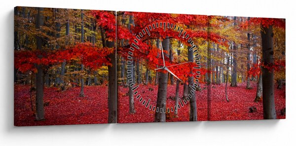 Kép - vörös erdő (órával) (90x30 cm)