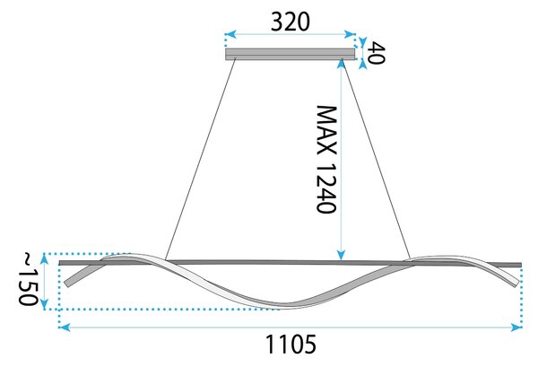 Függesztett lámpa LHJ019-CP 120 cm FEKETE