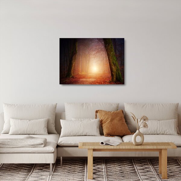 Őszi erdő képe a ködben (üvegen) (70x50 cm)