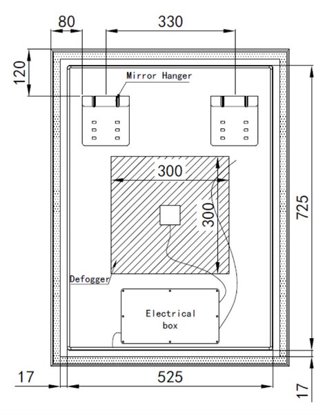 Fekete keretes Loft stílusú LED tükör 60x80cm | Páramentesítő - Óra - Fényerő és színhőmérséklet szabályozás | Welland Luxury-Line Loft G1101