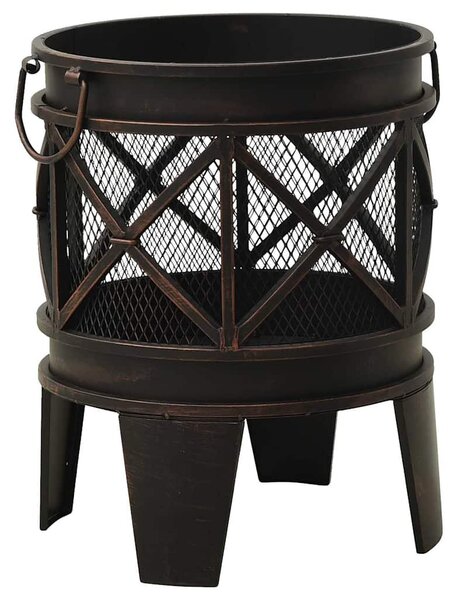 Rusztikus acél tűztál piszkavassal Φ 42 x 54 cm