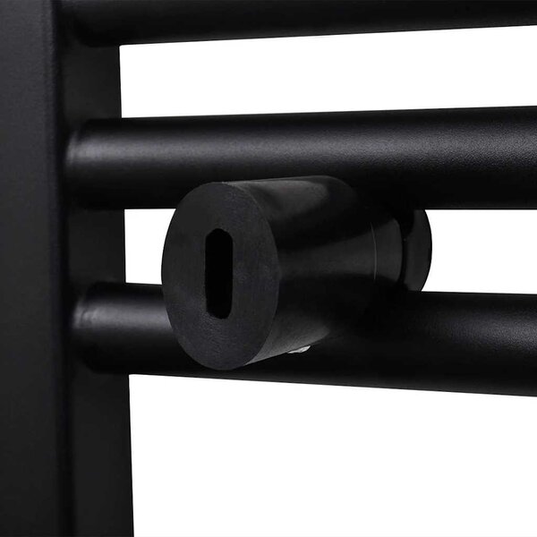 Fekete fürdőszobai íves törölközőtartó központi fűtéssel 500x1160 mm