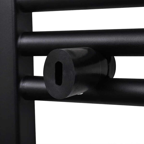Fekete fürdőszobai egyenes törölközőtartó központi fűtéssel 600x1160mm