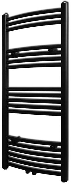 Fekete fürdőszobai íves törölközőtartó központi fűtéssel 500x1160 mm