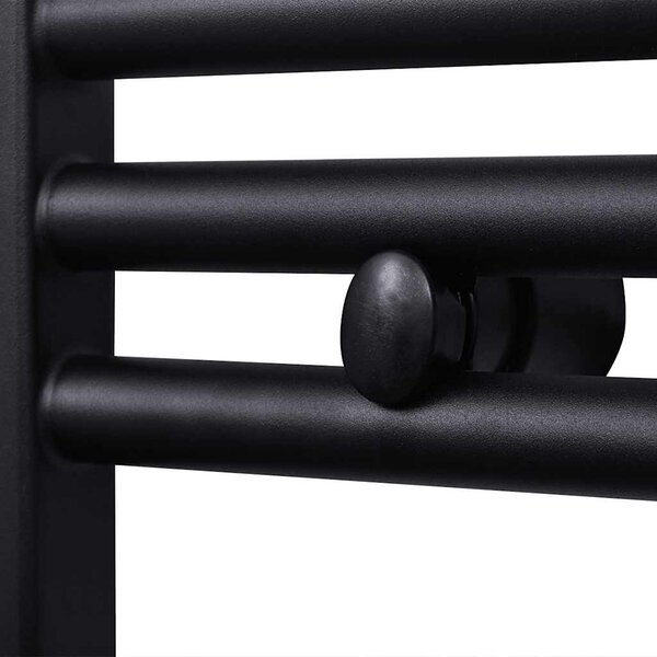Fekete fürdőszobai egyenes törölközőtartó központi fűtéssel 600x1160mm