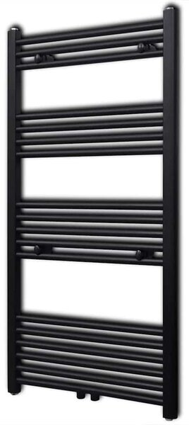Fekete fürdőszobai egyenes törölközőtartó központi fűtéssel 600x1160mm