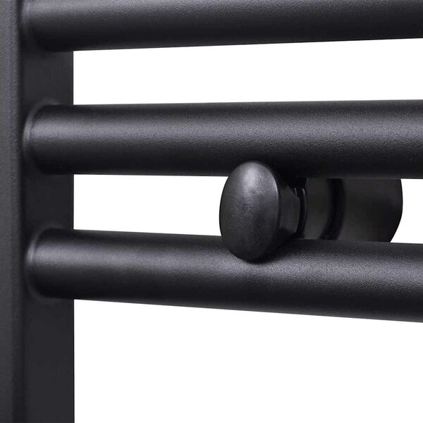 Fekete fürdőszobai egyenes törölközőtartó központi fűtéssel 500x1160mm
