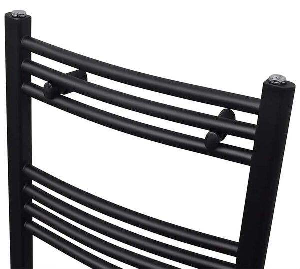 Fekete fürdőszobai íves törölközőtartó központi fűtéssel 500x1160 mm