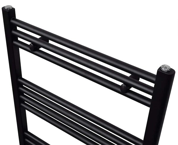 Fekete fürdőszobai egyenes törölközőtartó központi fűtéssel 500x1160mm
