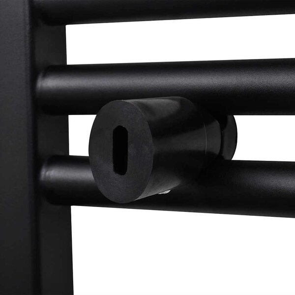 Fekete fürdőszobai egyenes törölközőtartó központi fűtéssel 500x1160mm