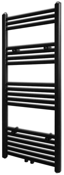 Fekete fürdőszobai egyenes törölközőtartó központi fűtéssel 500x1160mm