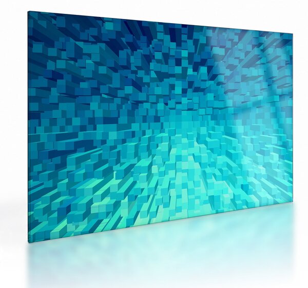 Absztrakt kocka kép (üvegen) (70x50 cm)