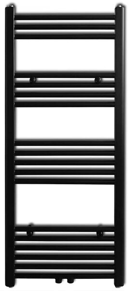 Fekete fürdőszobai egyenes törölközőtartó központi fűtéssel 500x1160mm